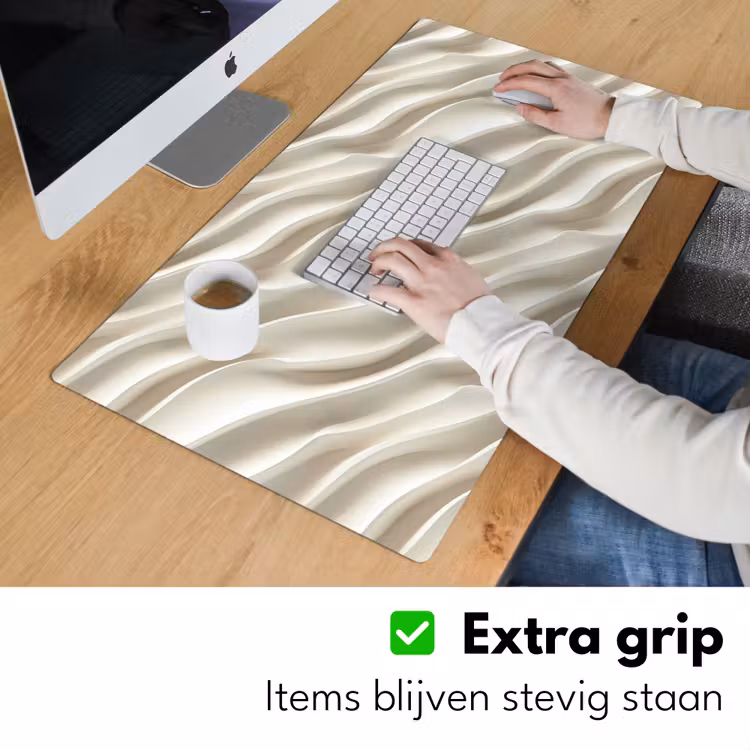 Diagonaal - Golven - Crème Muismat XXL klein 681 -sfeer3