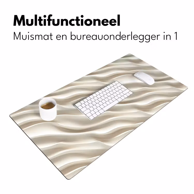 Diagonaal - Golven - Crème Muismat XXL klein 681 -sfeer4