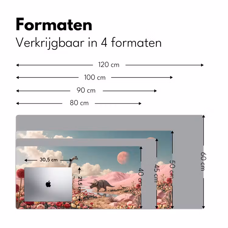 Desk Mat - Dinosaur - Pink - Landscape - Dinosaurus - Roze - Landschap Muismat XXL klein