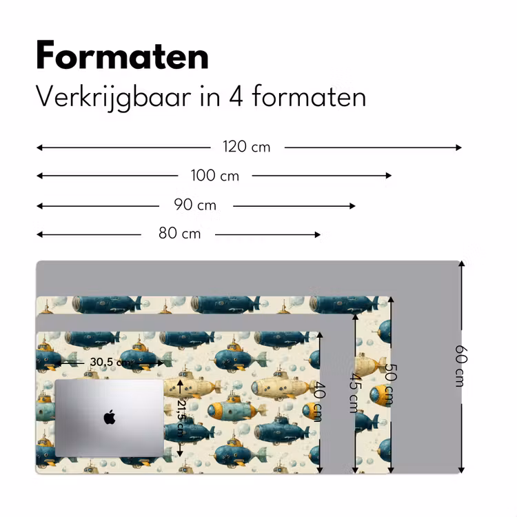 Duikboot - Fantasie - Kleurrijk Muismat XXL klein 681 -sfeer5