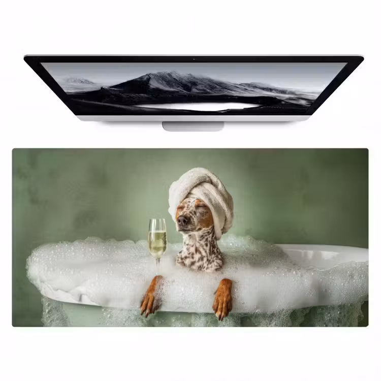 Hond - Bad - Champagne - Handdoek Muismat XXL klein -zzz3d
