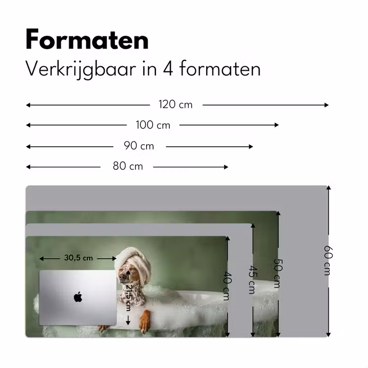 Hond - Bad - Champagne - Handdoek Muismat XXL klein -sfeer5