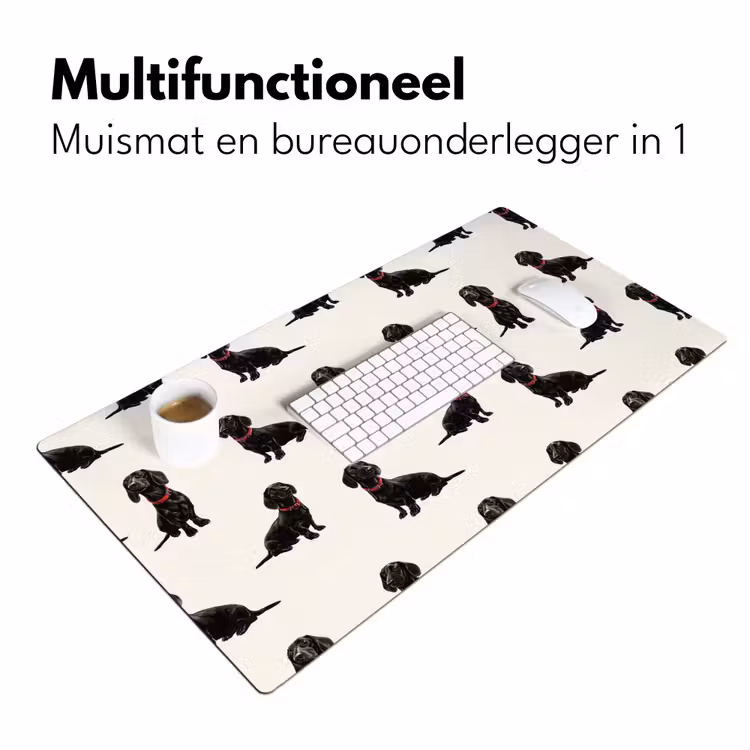 Hond - Patroon - Zwart Muismat XXL klein 681 -sfeer4