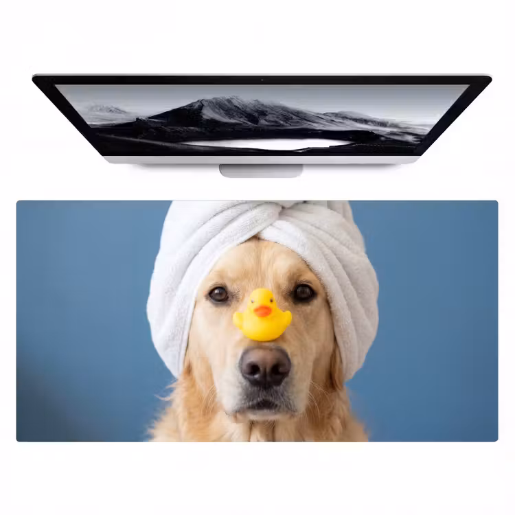 Hond - Badeend - Geel Muismat XXL klein -zzz3d