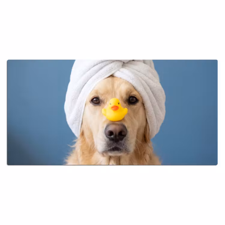Hond - Badeend - Geel Muismat XXL klein -3d_leeg
