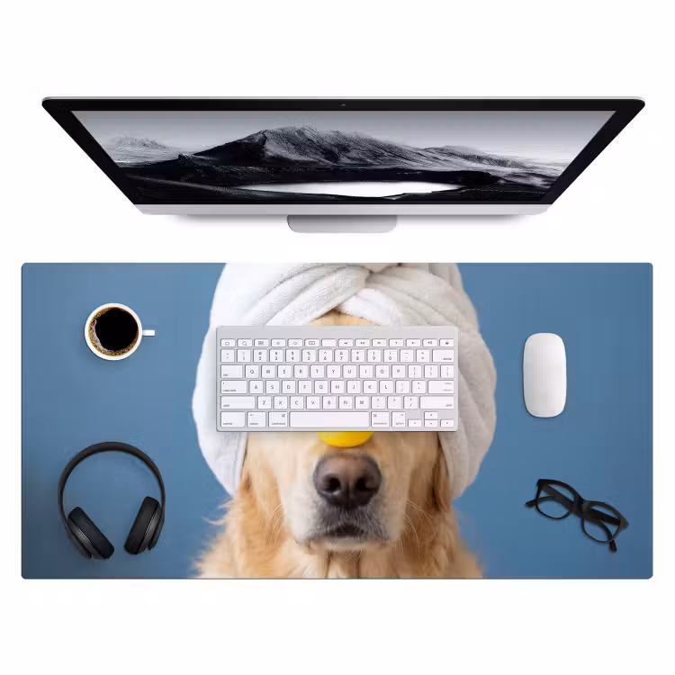 Hond - Badeend - Geel Muismat XXL klein -3d
