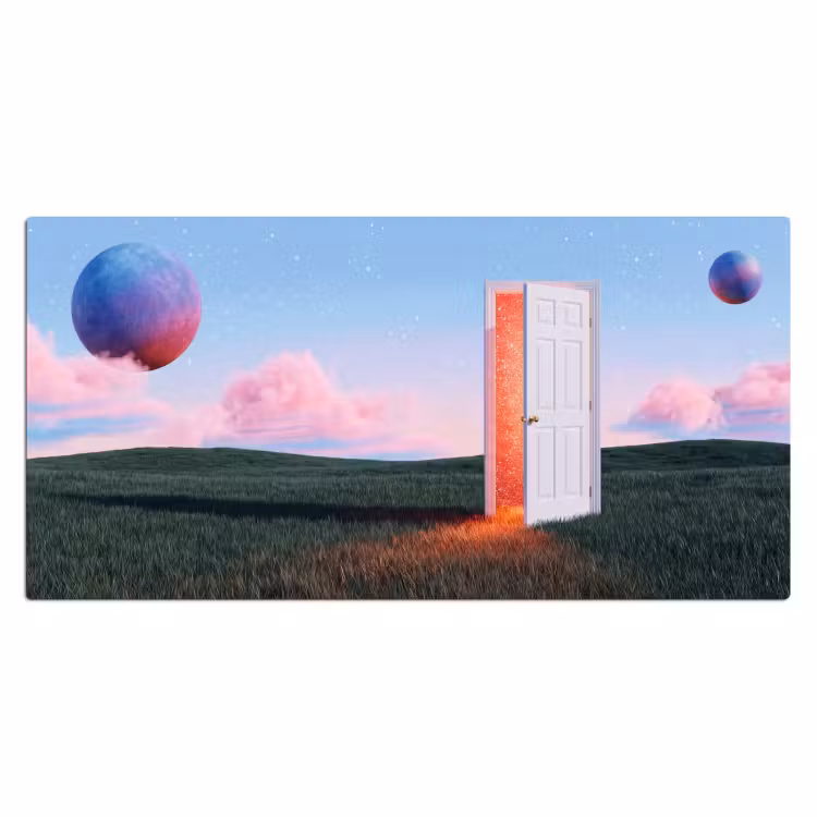 Desk Mat - Door - Fantasy - Space - Deur - Fantasie - Ruimte Muismat XXL klein