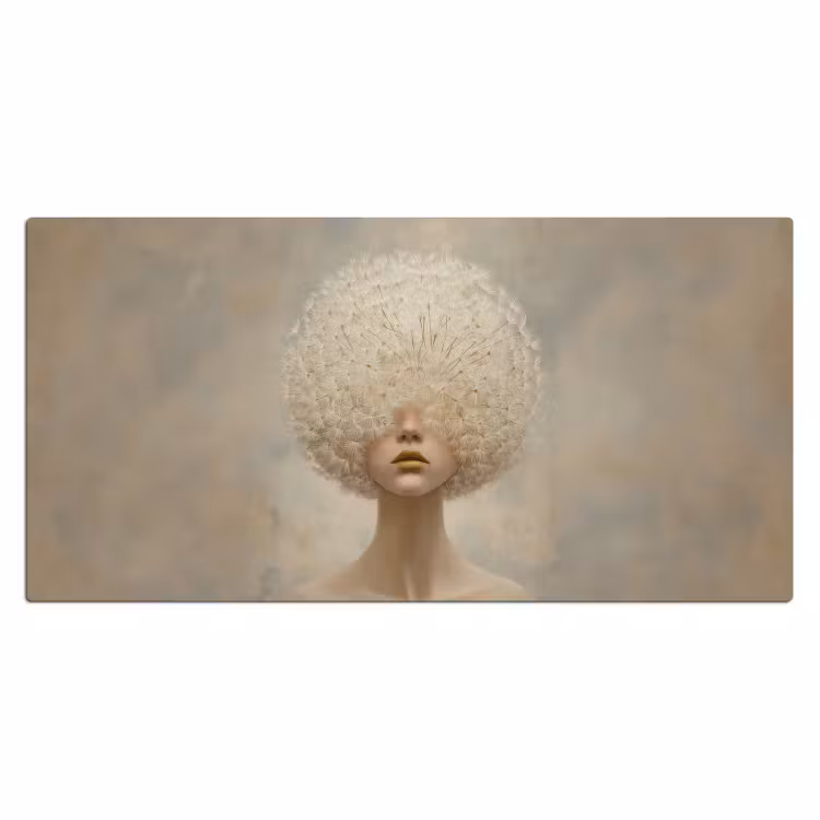 Dromerig - Beige - Paardenbloemzaadjes Muismat XXL klein -3d_leeg
