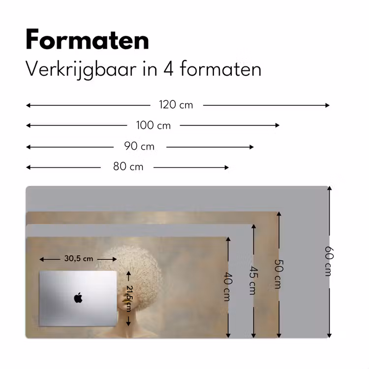 Dromerig - Beige - Paardenbloemzaadjes Muismat XXL klein -sfeer5