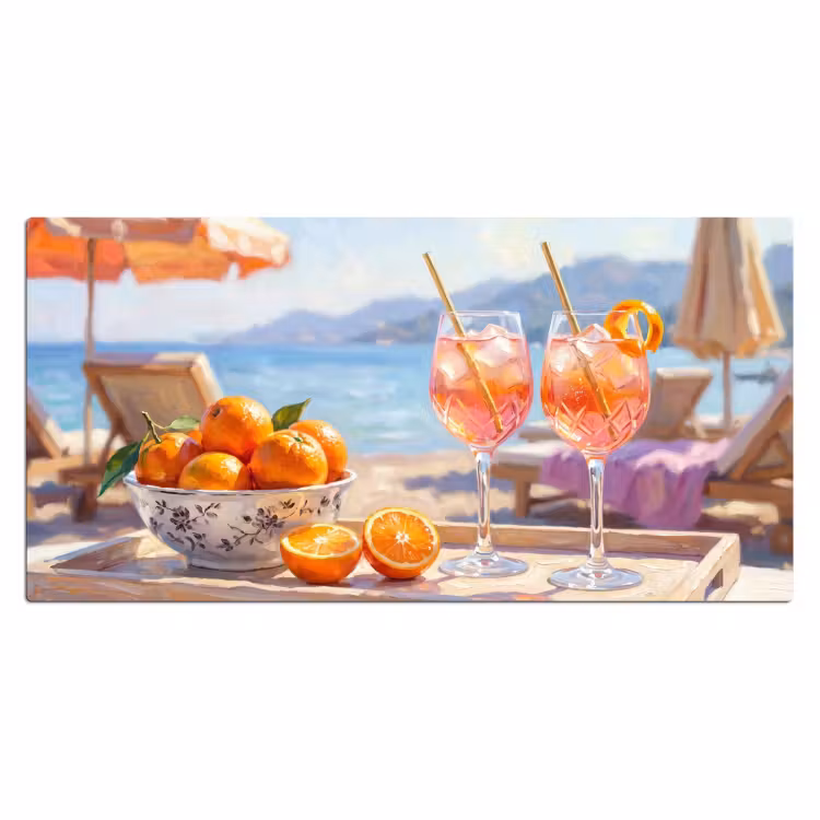 Drank - Glazen - Strand - Zomer - Oranje Muismat XXL klein -3d_leeg