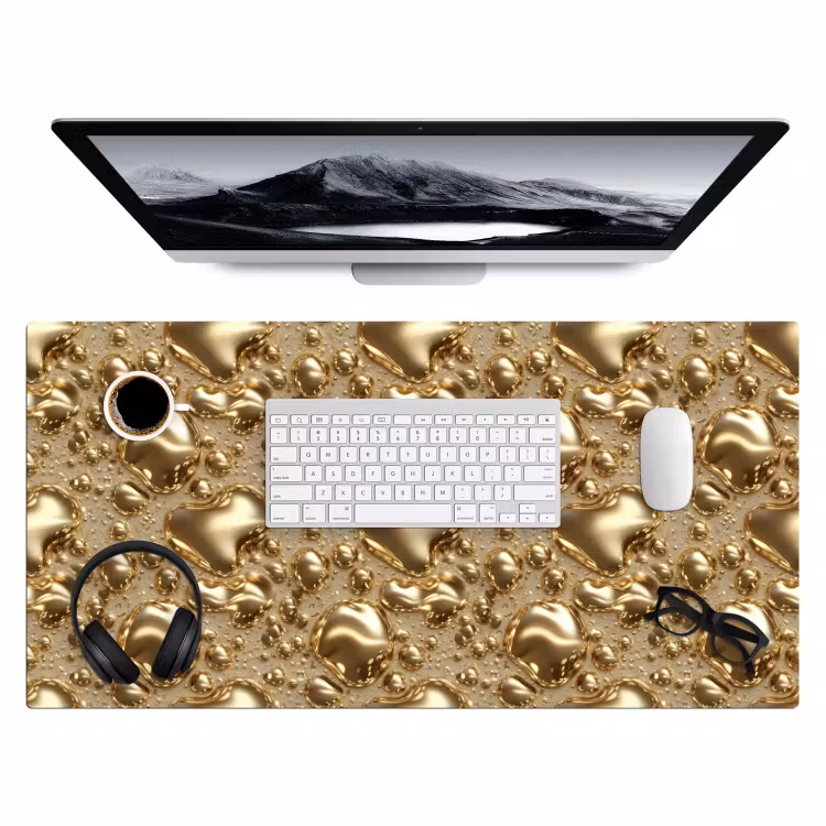 Druppels - Organisch - Goud Muismat XXL klein 681 -3d