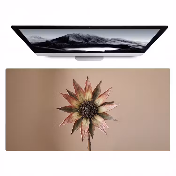 Droogbloem - Protea - Vintage - Beige - Rustiek Muismat XXL klein -zzz3d
