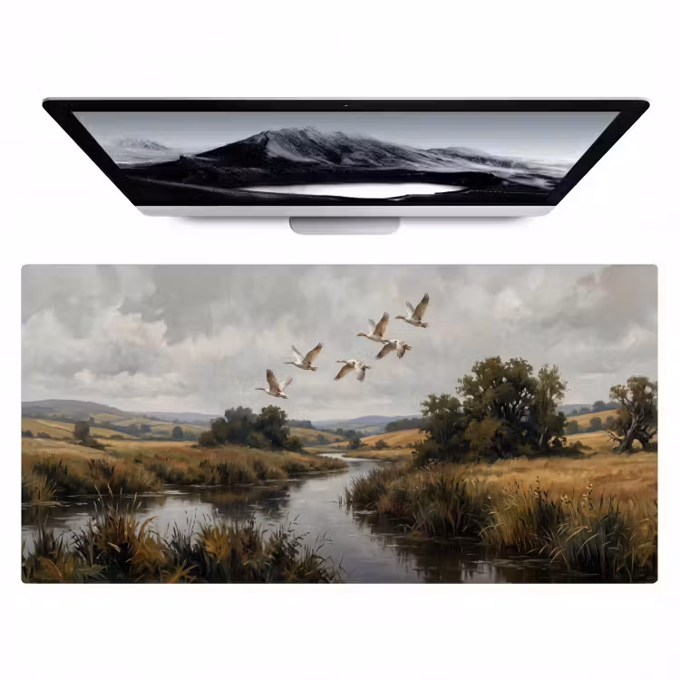 Eenden - Rivier - Landschap - Vlucht - Nostalgisch Muismat XXL klein -zzz3d
