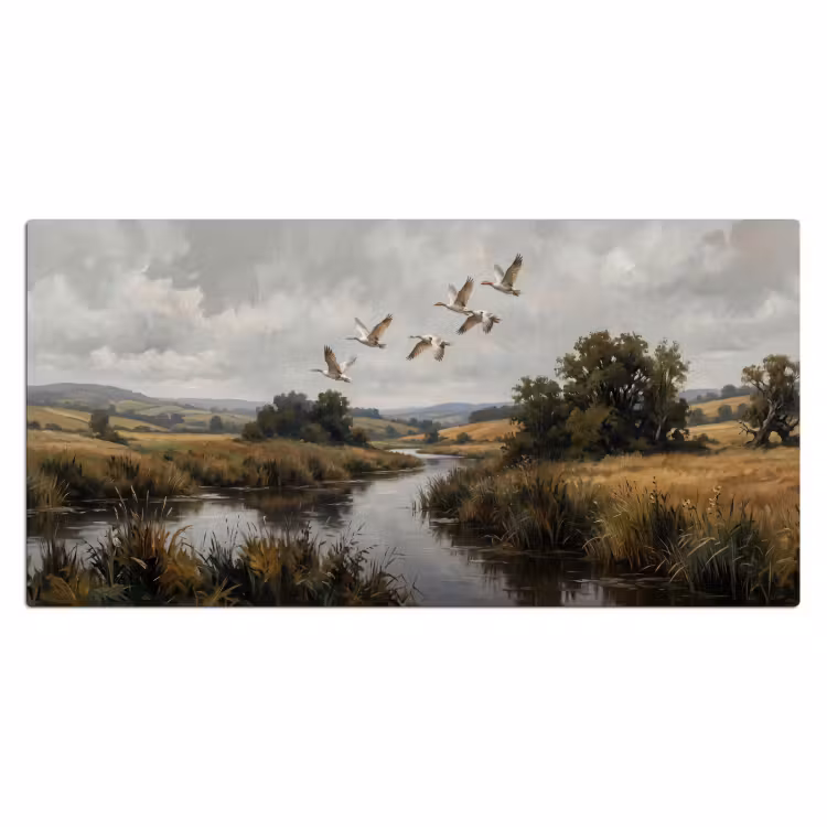Eenden - Rivier - Landschap - Vlucht - Nostalgisch Muismat XXL klein -3d_leeg
