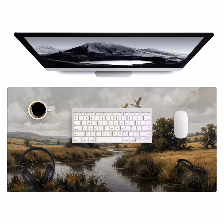 Eenden - Rivier - Landschap - Vlucht - Nostalgisch Muismat XXL klein -3d