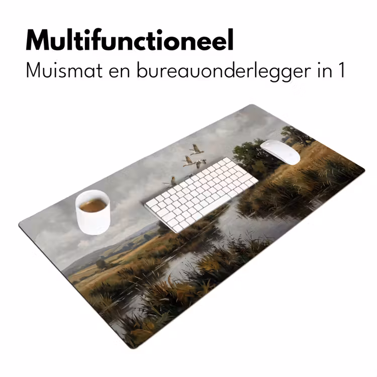 Eenden - Rivier - Landschap - Vlucht - Nostalgisch Muismat XXL klein -sfeer4