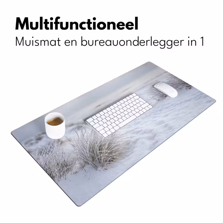 Duinen - Sneeuw - Strand - Winter - Serene Muismat XXL klein -sfeer4