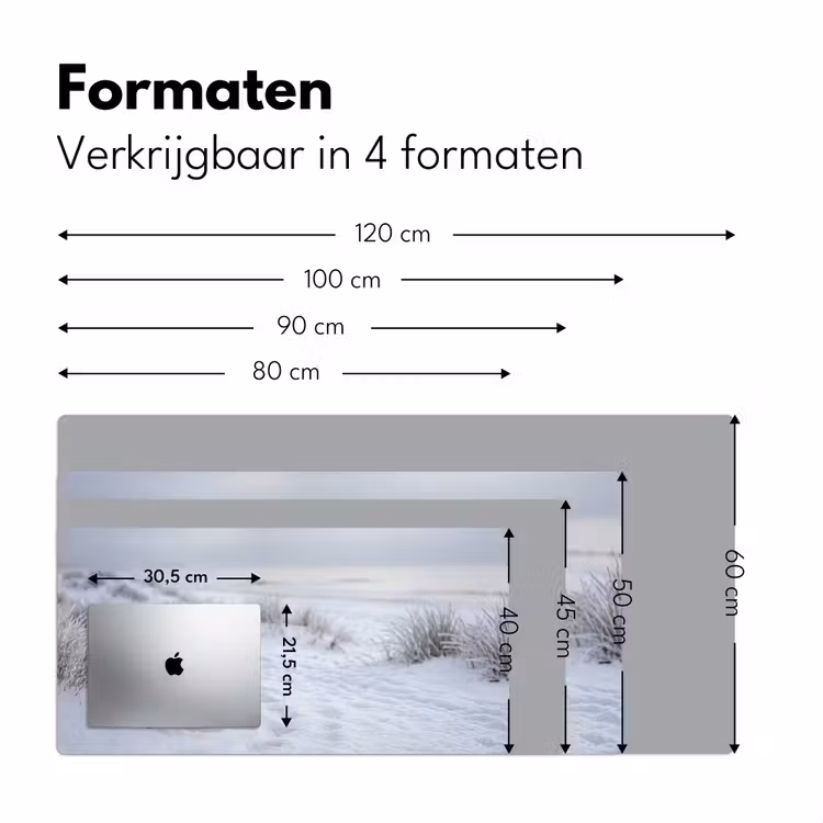 Duinen - Sneeuw - Strand - Winter - Serene Muismat XXL klein -sfeer5