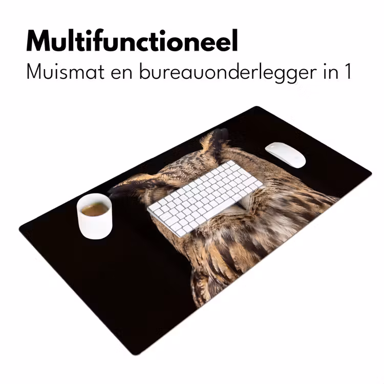 Oehoe - Uil - Portret - Bruin Muismat XXL klein -sfeer4