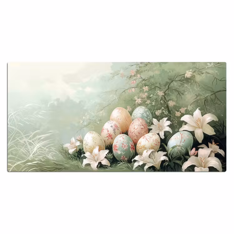 Paaseieren - Pasteltinten - Bloemen Muismat XXL klein -3d_leeg