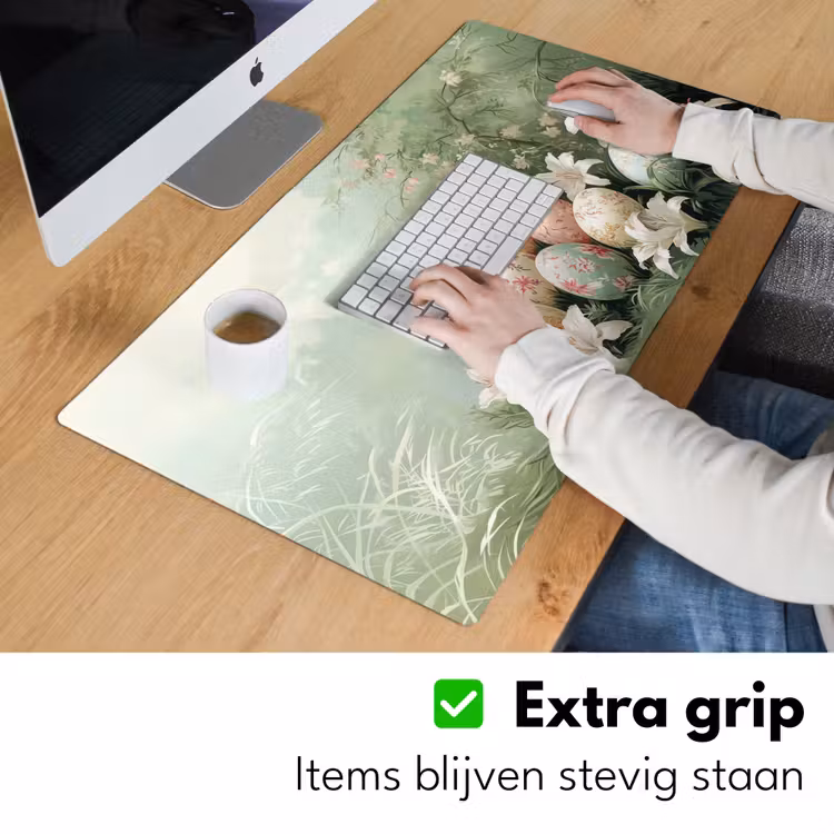 Paaseieren - Pasteltinten - Bloemen Muismat XXL klein -sfeer3