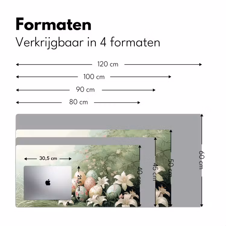Paaseieren - Pasteltinten - Bloemen Muismat XXL klein -sfeer5