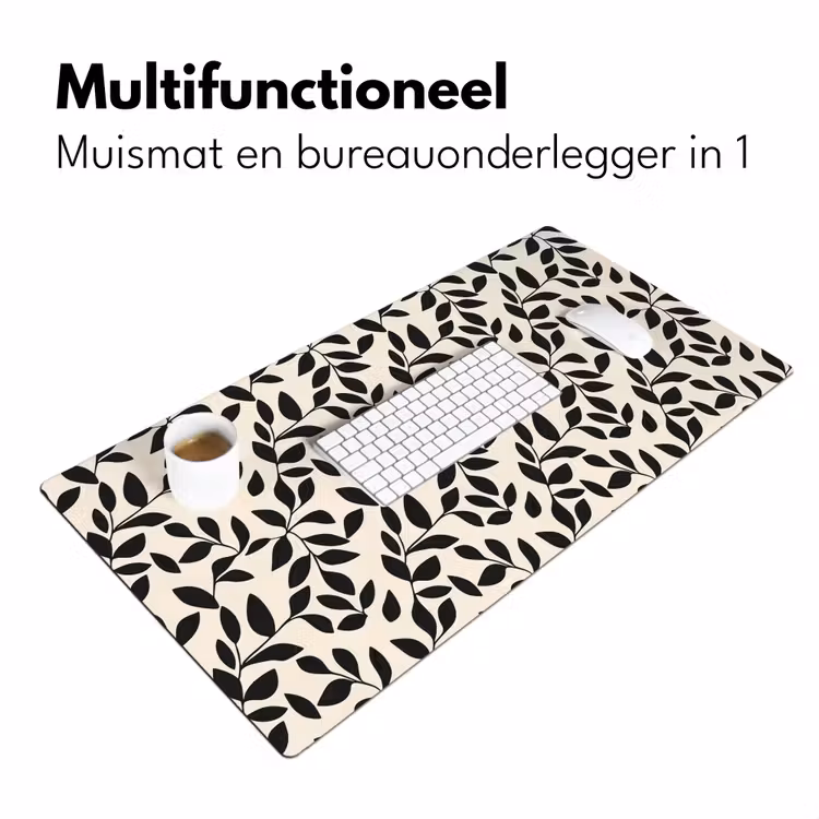 Elegant - Patroon - Zwart - Beige Muismat XXL klein 681 -sfeer4