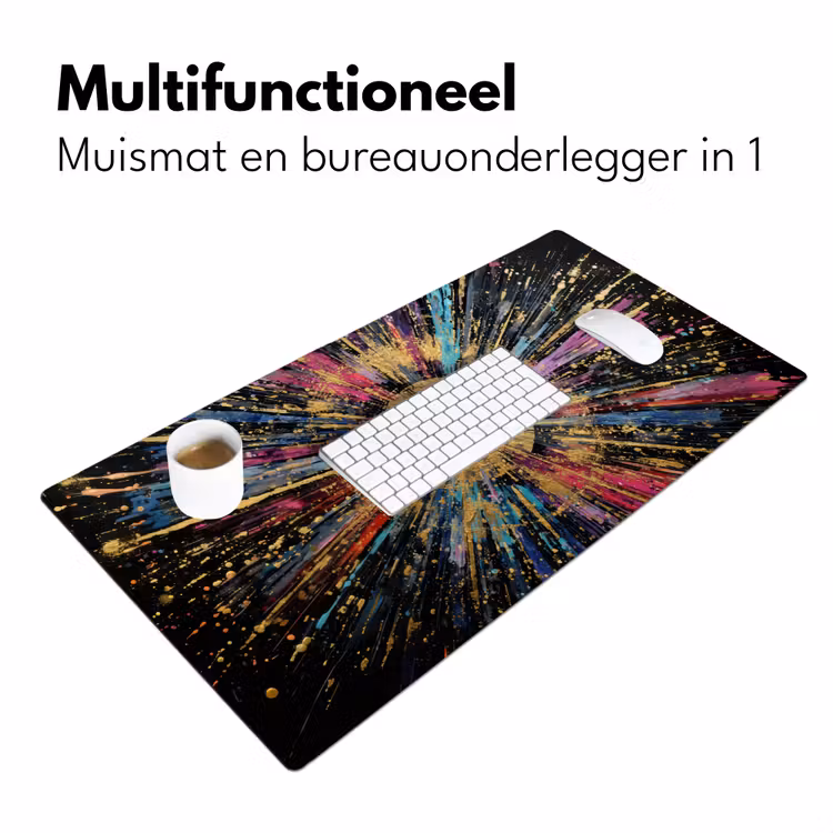 Explosie - Goud - Kleurrijk - Abstract Muismat XXL klein -sfeer4