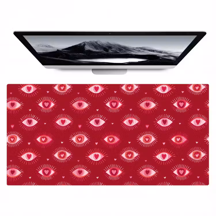 Ogen - Patroon - Roze - Donkerrood Muismat XXL klein 681 -zzz3d