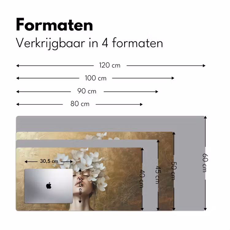 Gezicht - Bloemen - Goud - Abstract Muismat XXL klein -sfeer5