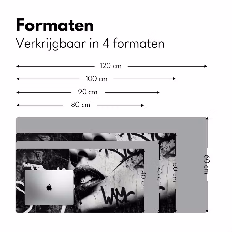 Gezicht - Mond - Graffiti - Zwart Muismat XXL klein -sfeer5
