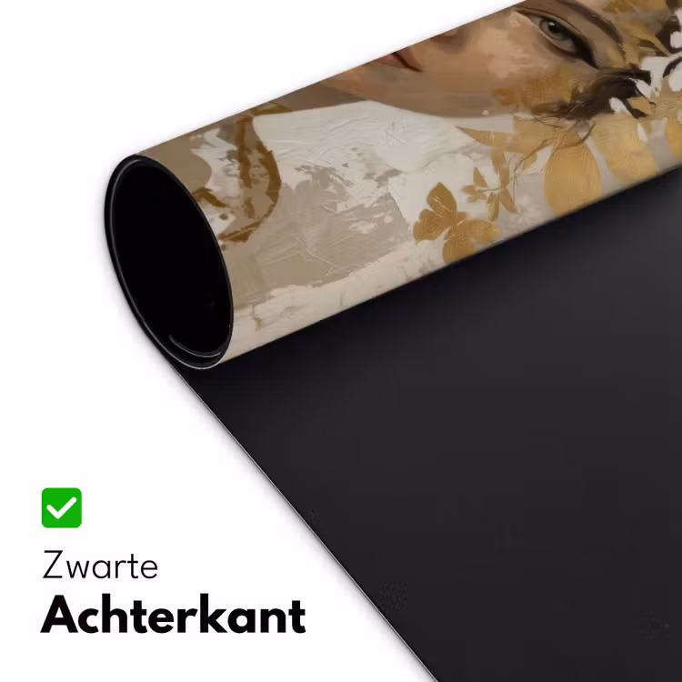 Gezicht - Vrouw - Bladeren - Goud Muismat XXL klein -sfeer2