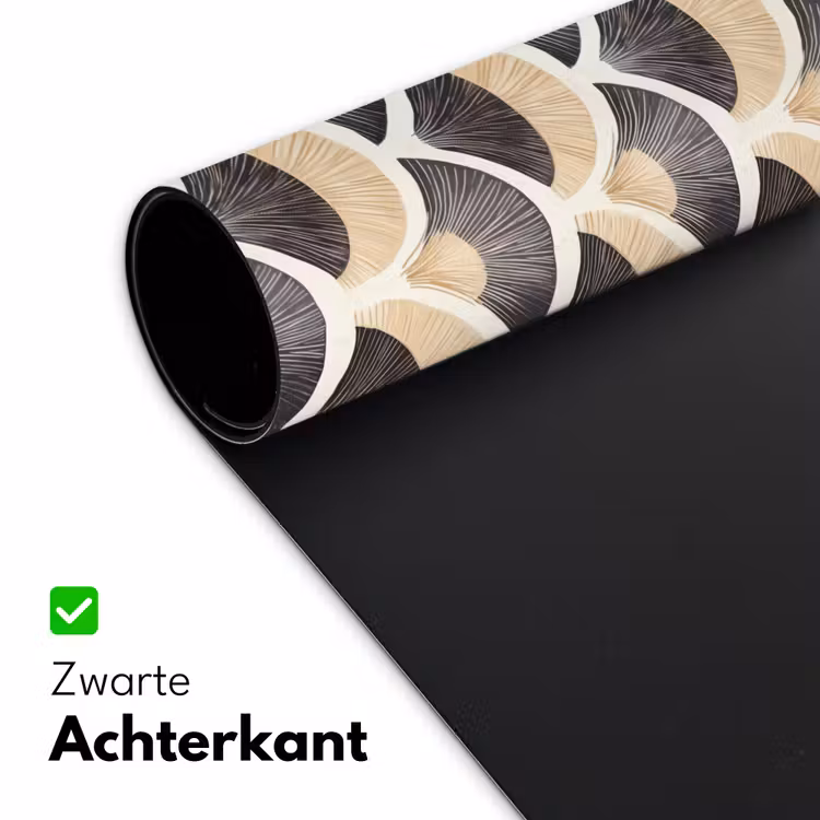 Waaier - Patroon - Zwart - Beige Muismat XXL klein 681 -sfeer2