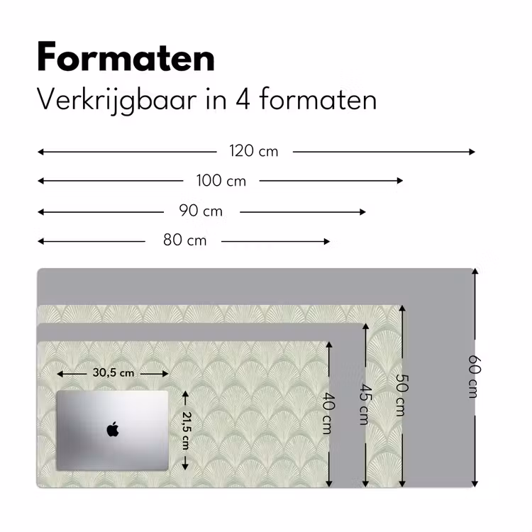 Waaiers - Patroon - Groen Muismat XXL klein 681 -sfeer5