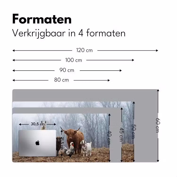 Boerderijdieren - Groep - Mist - Natuur - Rustiek Muismat XXL klein -sfeer5