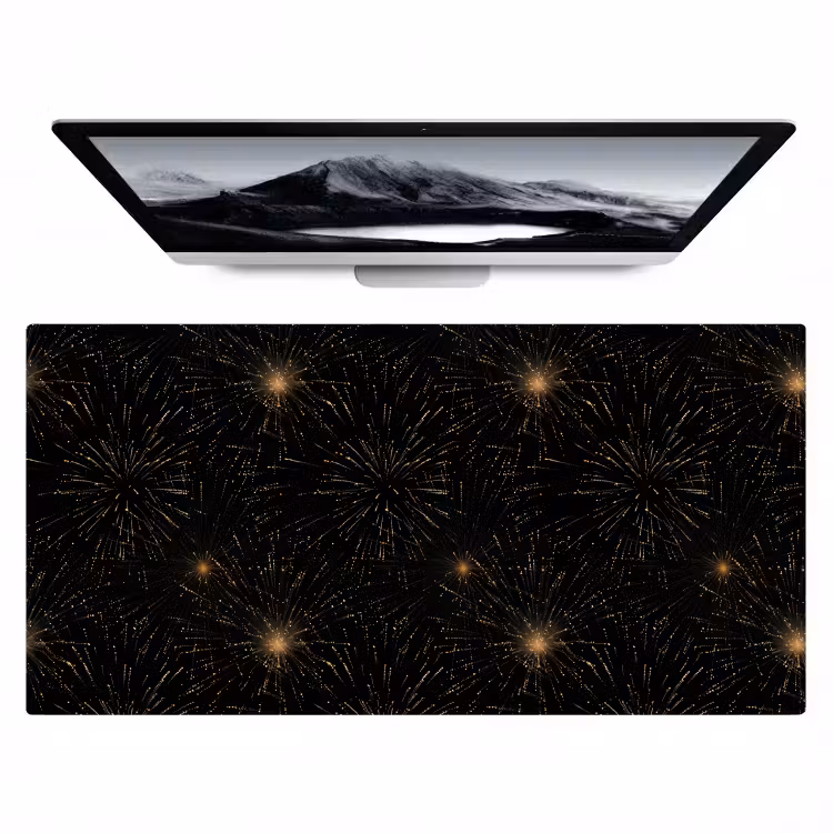Vuurwerk - Patroon - Feestelijk - Goud - Zwart Muismat XXL klein 681 -zzz3d