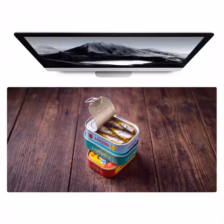 Desk Mat - Fish - Cans - Kitchen - Vis - Blikjes - Keuken Muismat XXL klein