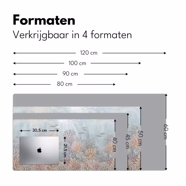 Vis - Koraal - Oceaan - Illustratie - Onderwater Muismat XXL klein -sfeer5
