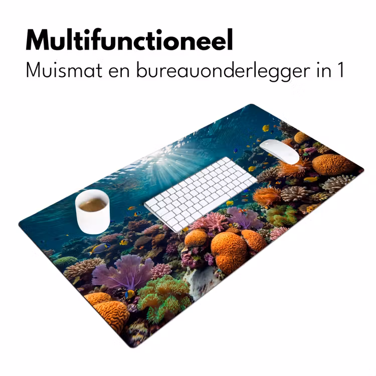 Vis - Koraal - Oceaan - Natuur - Kleurrijk Muismat XXL klein -sfeer4