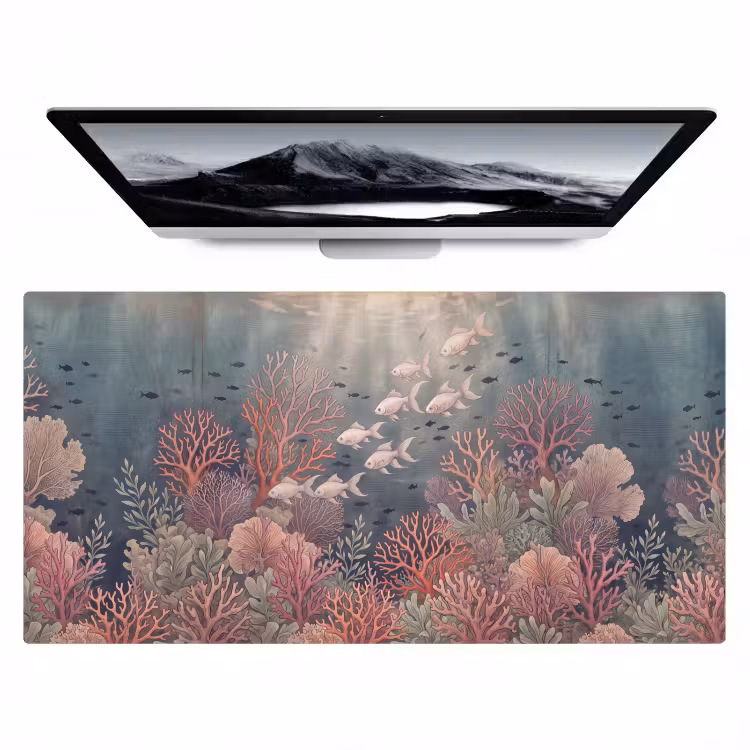 Vis - Koraal - Onderwater - Illustratie - Vintage Muismat XXL klein -zzz3d