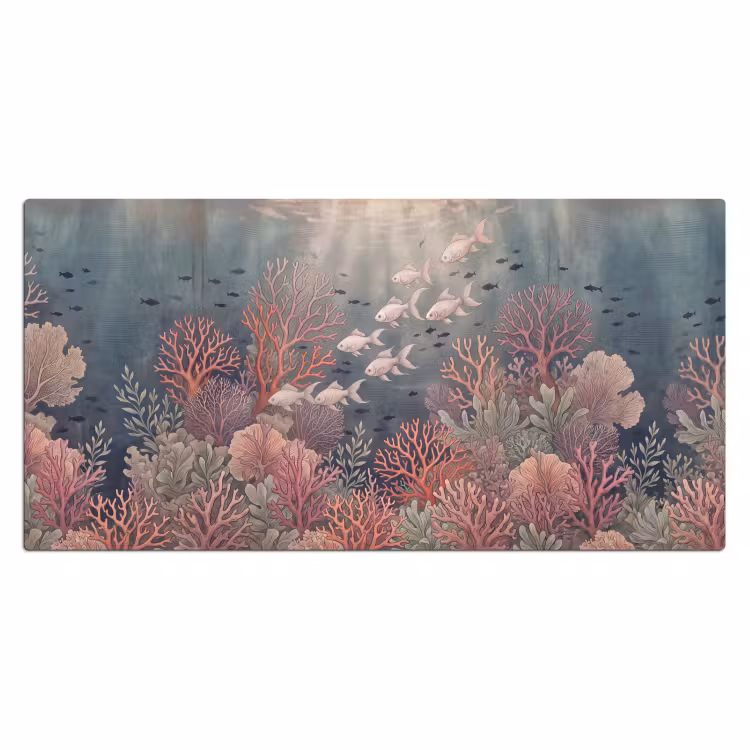 Vis - Koraal - Onderwater - Illustratie - Vintage Muismat XXL klein -3d_leeg