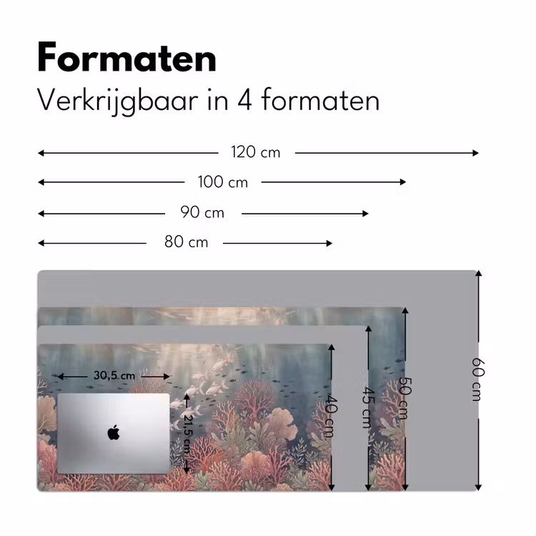 Vis - Koraal - Onderwater - Illustratie - Vintage Muismat XXL klein -sfeer5
