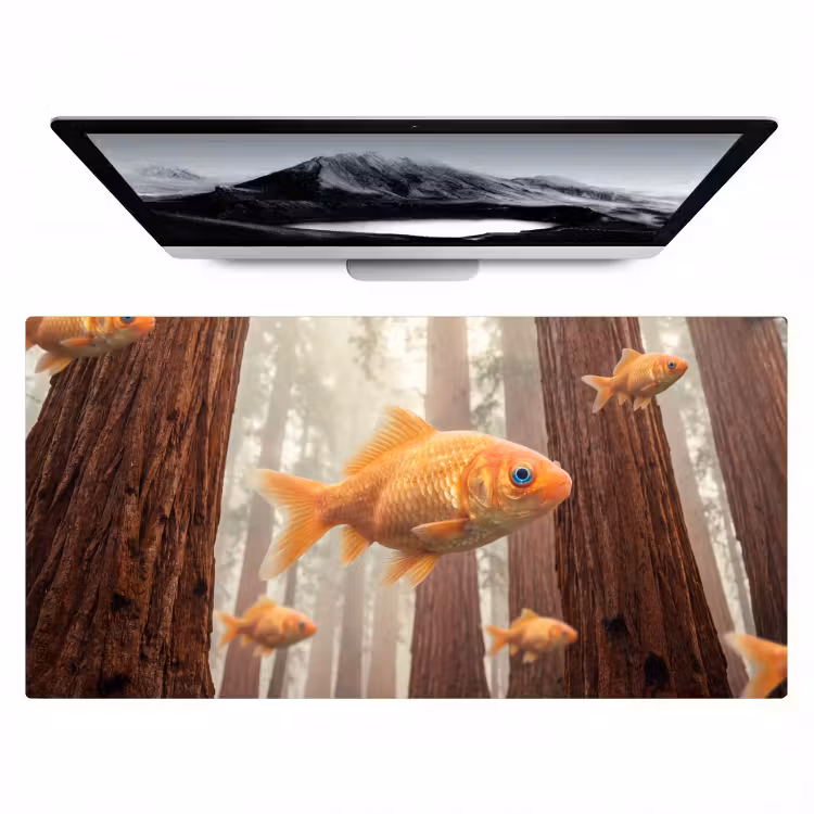 Desk Mat - Fish - Forest - Fantasy - Vis - Bos - Fantasie Muismat XXL klein