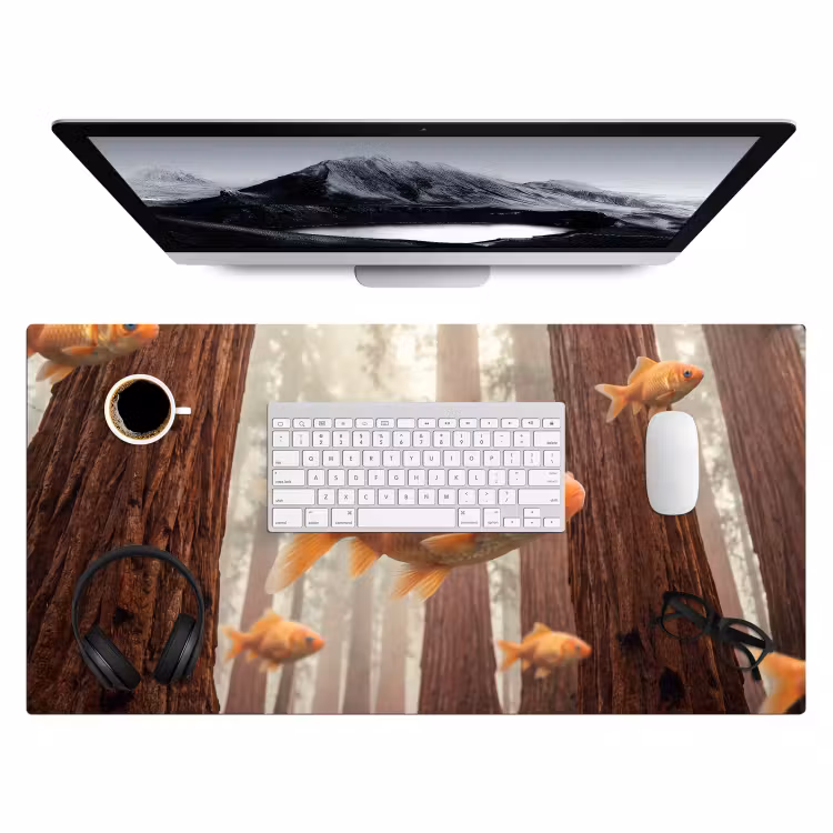 Desk Mat - Fish - Forest - Fantasy - Vis - Bos - Fantasie Muismat XXL klein