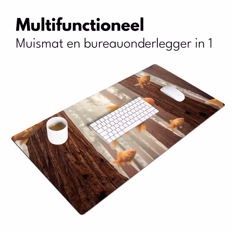 Desk Mat - Fish - Forest - Fantasy - Vis - Bos - Fantasie Muismat XXL klein