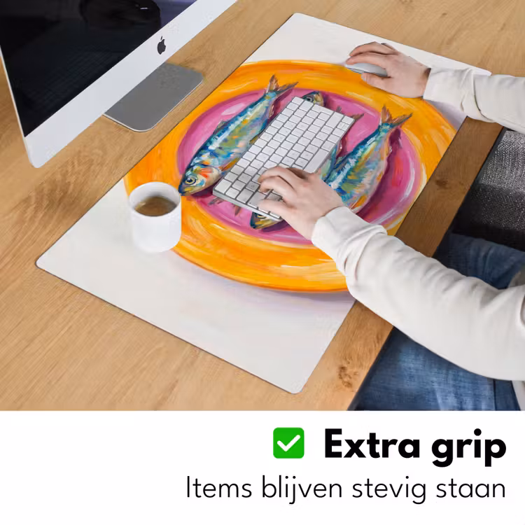 Vis - Vier - Eten - Modern - Kleurrijk Muismat XXL klein -sfeer3