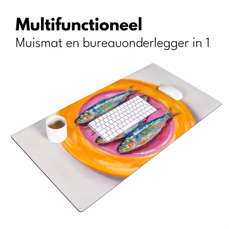Vis - Vier - Eten - Modern - Kleurrijk Muismat XXL klein -sfeer4