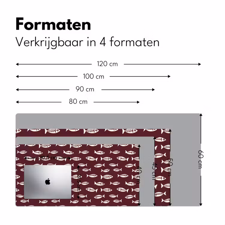 Vissen - Grafisch - Patroon - Donker Muismat XXL klein 681 -sfeer5