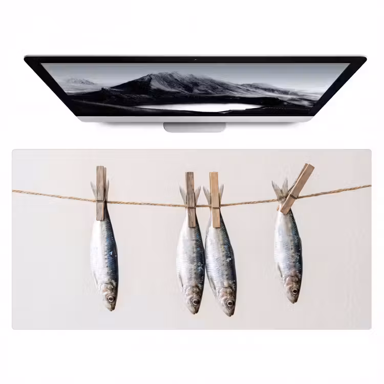 Desk Mat - Fish - Hanging - Food - Vis - Hangend - Eten Muismat XXL klein