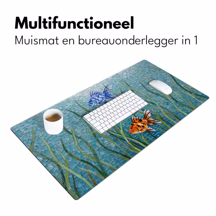 Vis - Mozaïek - Onderwater - Kleurrijk - Dieren Muismat XXL klein -sfeer4